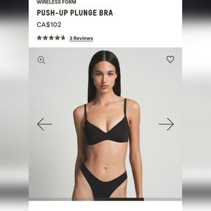 Skims | Wireless Form Push-Up Plunge Bra 32DD In Onyx